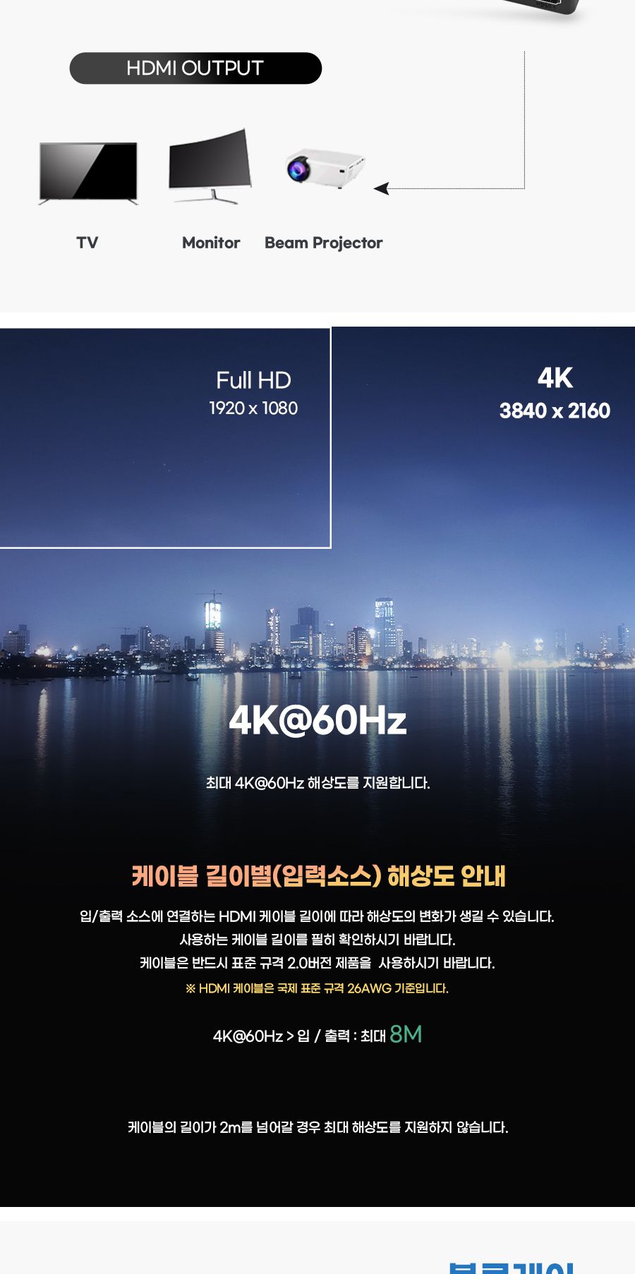 HDMI2.0 1:4 분배기 4포트 30849/영상분배기/4포트분배기/비디오분배기/HDMI분배기/모니터분배기/HDMI분배/