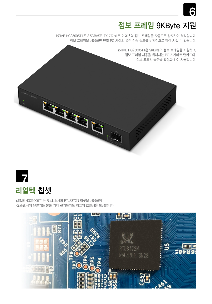 ipTIME HG25005T1 2.5Gbps 5포트 스위칭허브/이더넷스위치/스위칭허브/산업용허브/업소용허브포트/회사허브