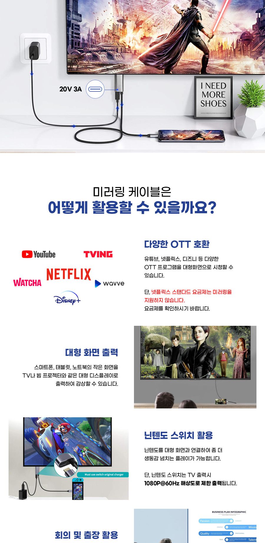 HDMI케이블/HDMI미러링케이블/C타입케이블/C타입미러링케이블/스마트폰미러링케이블/미러링케이블