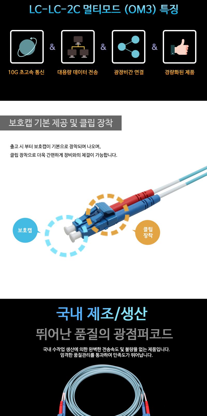 (대원TMT) 대원티엠티 OM3 광 점퍼코드 LC-LC-2C 멀티 30M 국산 (DW-LLM-30M (OM3))/네트워크장비/네트워크
