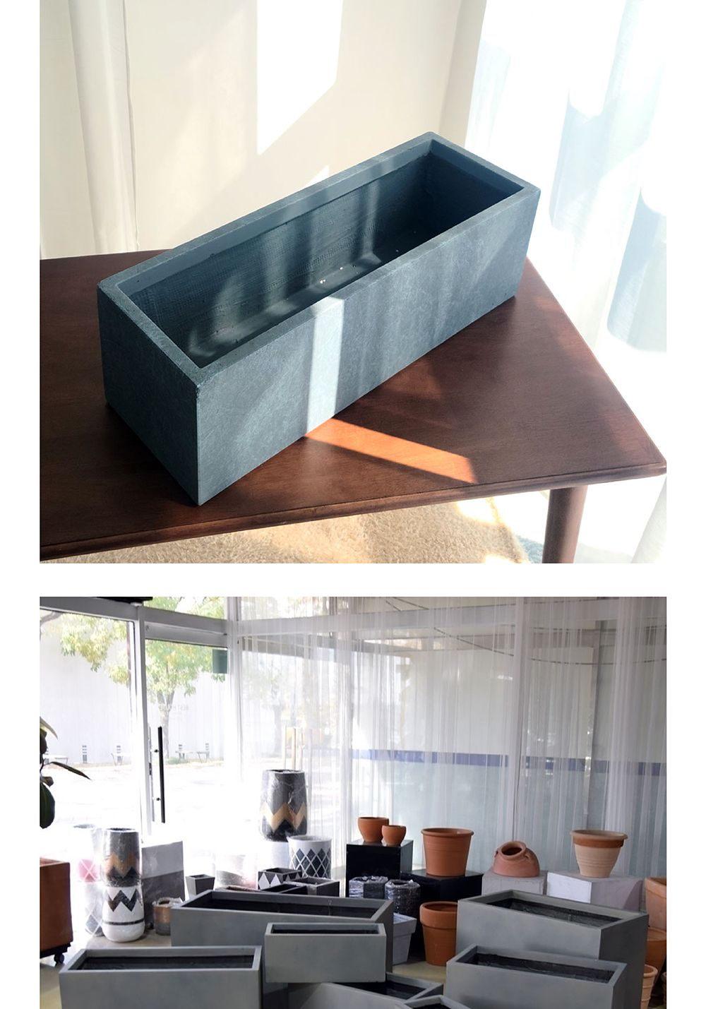 모던 FRP 그레이 와이드 직사각 화분 60x19x19/사각화분/물빠짐화분/가정용화분/인테리어화분/원예화분/매