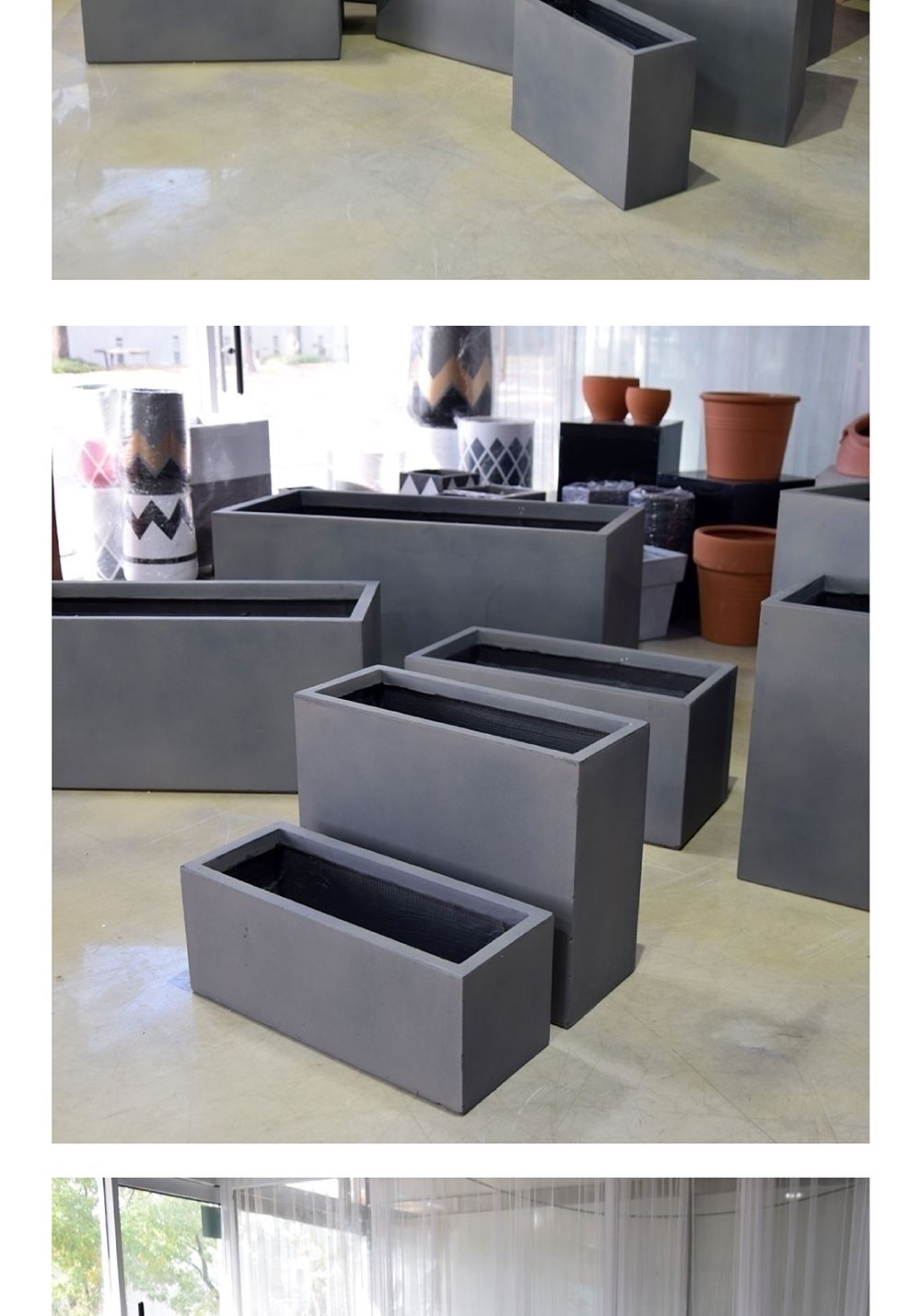 모던 FRP 그레이 와이드 직사각 화분 60x19x19/사각화분/물빠짐화분/가정용화분/인테리어화분/원예화분/매