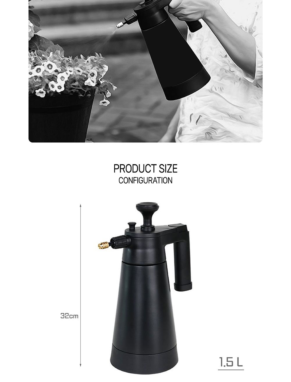 블랙 스페셜 1.5L 압축 분무기/압축식분무기/압축분무기/나무분무기/화분분무기/원예분무기/분무/물조리개/