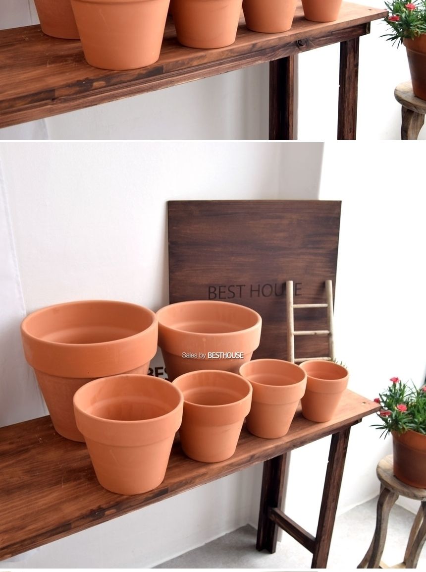 더플라워포터리 모던 브라운 표준형 토분 D18 18x16cm/화분/흙화분/토분/예쁜화분/디자인화분/인테리어화분