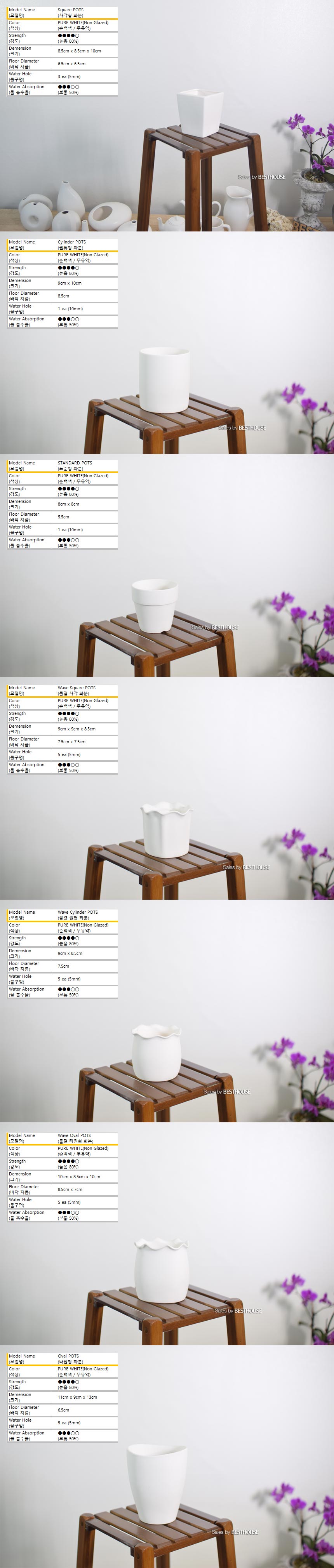 더플라워포터리 고강도 화이트 토분 사각형8x10cm/화분/흙화분/토분/예쁜화분/디자인화분/인테리어화분/인
