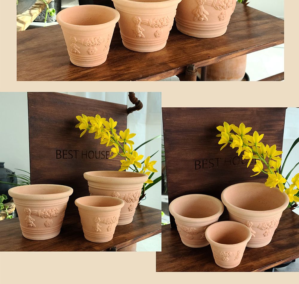 베트남 토분 그레이프(포도) 25x18cm 살구색/화분/흙화분/토분/토분세트/화분세트/인테리어화분/인테리어토