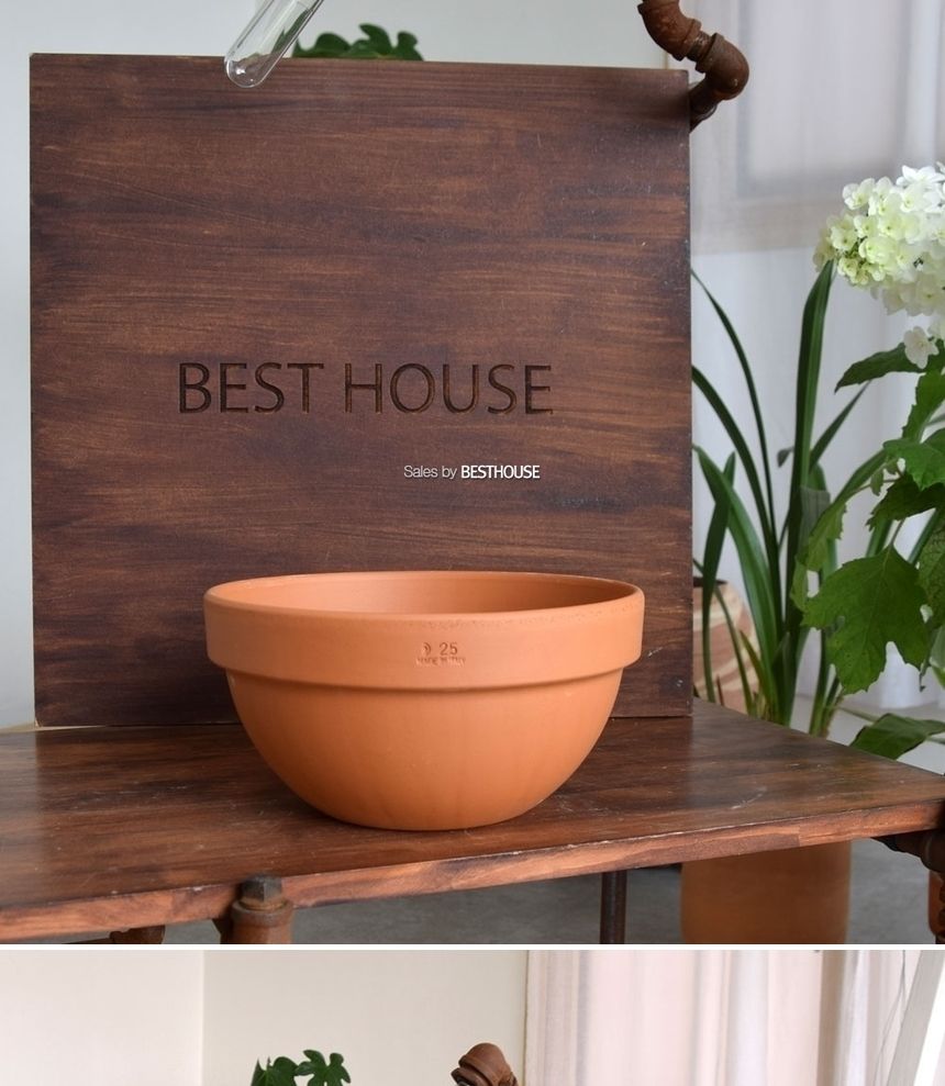 이탈리아 토분.정반원 토기색 R25 25x12cm/화분/흙화분/토분/예쁜화분/디자인화분/인테리어화분/인테리어토