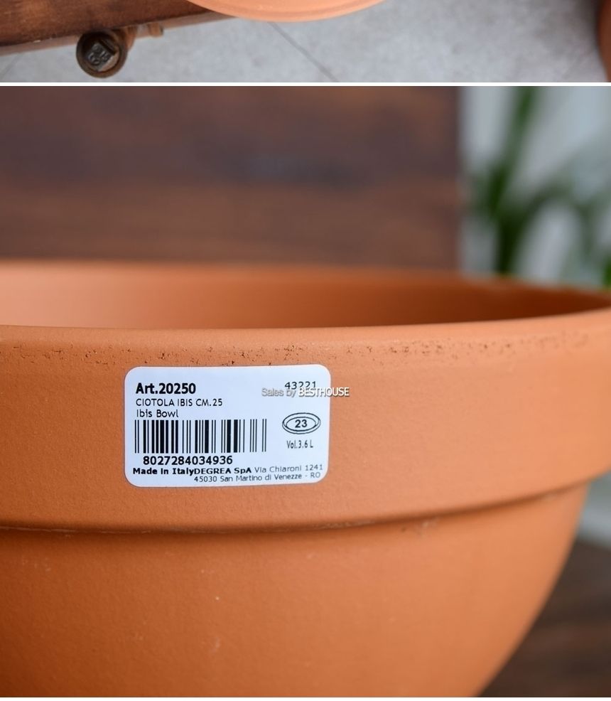 이탈리아 토분.정반원 토기색 R25 25x12cm/화분/흙화분/토분/예쁜화분/디자인화분/인테리어화분/인테리어토