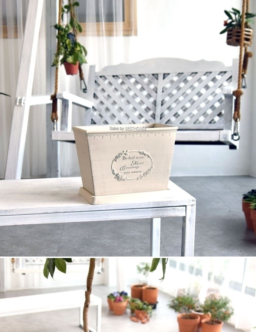 빈티지 플라스틱화분 옆이넓은 직사각 Q26 26x16x20cm/화분/정원용품/홈가드닝용품/가드닝용품/가정용화분/