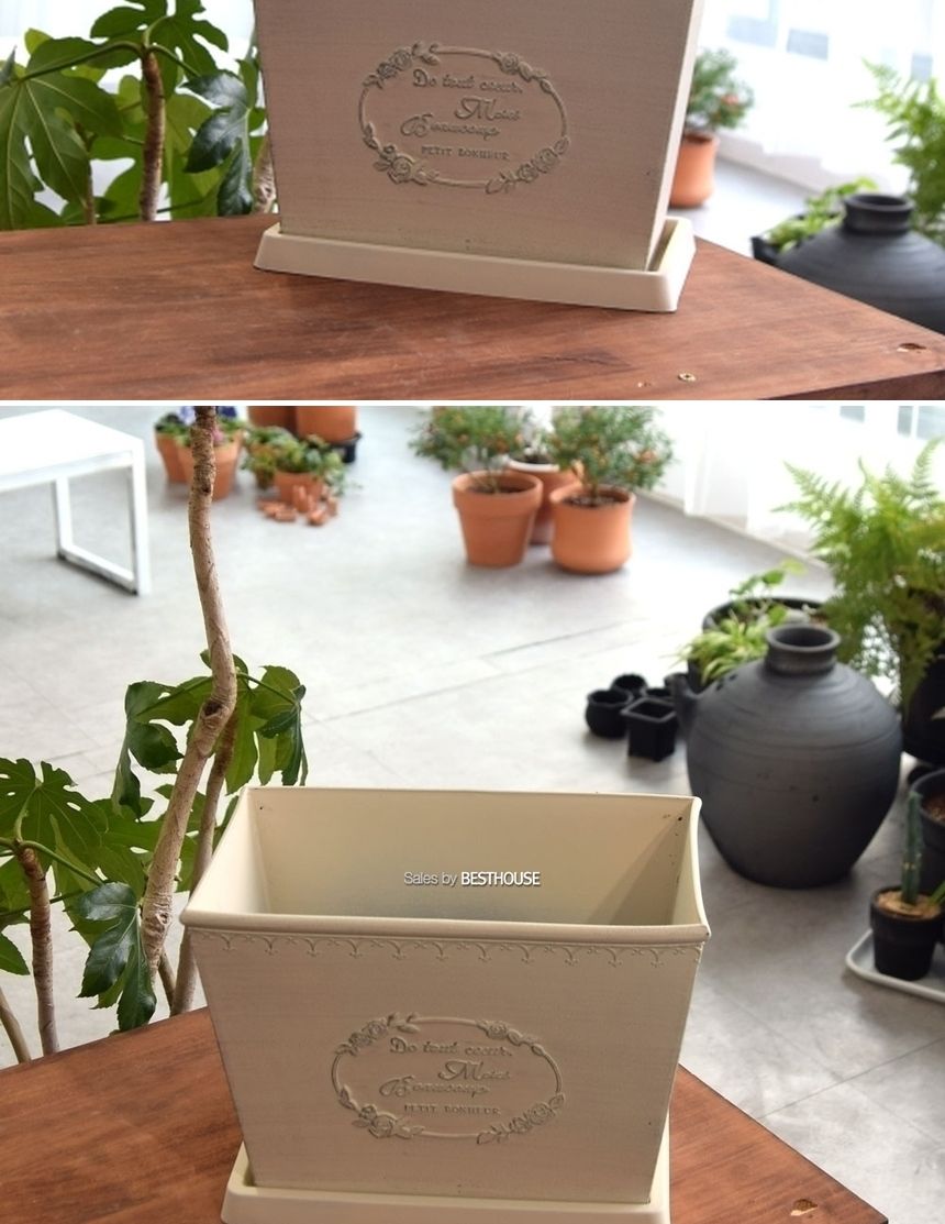 빈티지 플라스틱화분 옆이넓은 직사각 Q26 26x16x20cm/화분/정원용품/홈가드닝용품/가드닝용품/가정용화분/