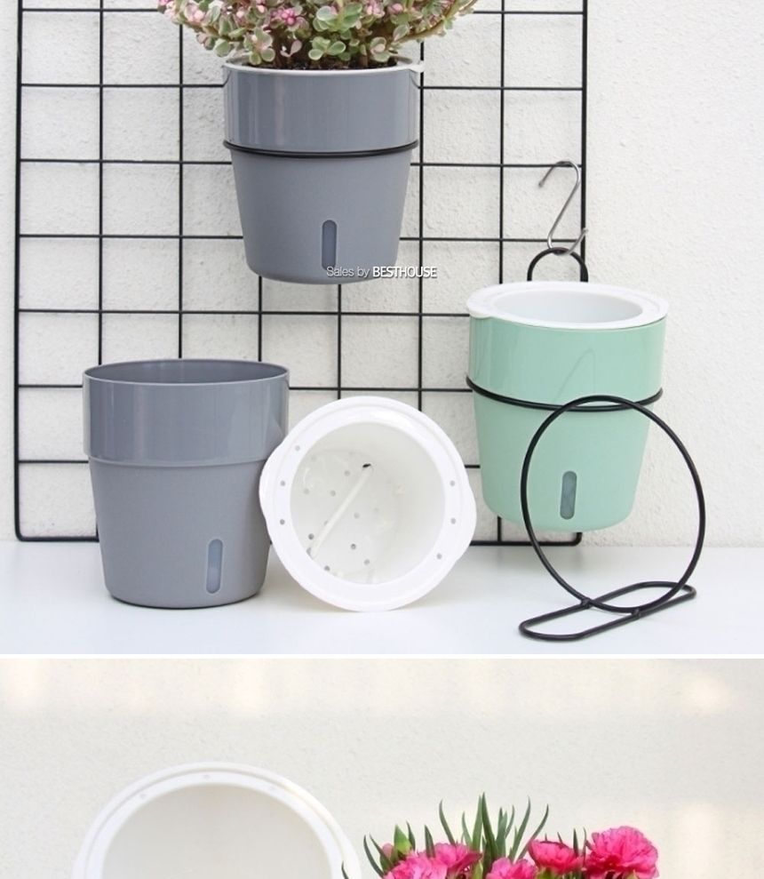 철제벽걸이 저면관수 플라스틱 화분/화분/정원용품/홈가드닝용품/가드닝용품/가정용화분/식물화분/꽃화분/