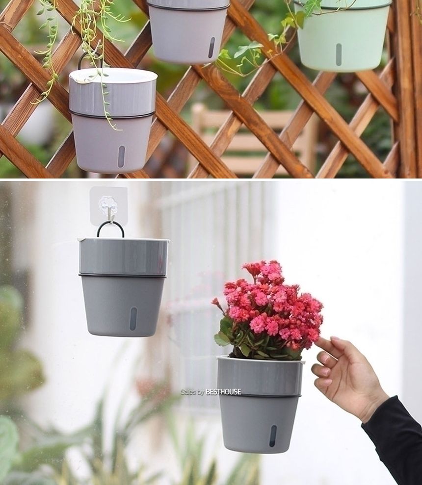 철제벽걸이 저면관수 플라스틱 화분/화분/정원용품/홈가드닝용품/가드닝용품/가정용화분/식물화분/꽃화분/