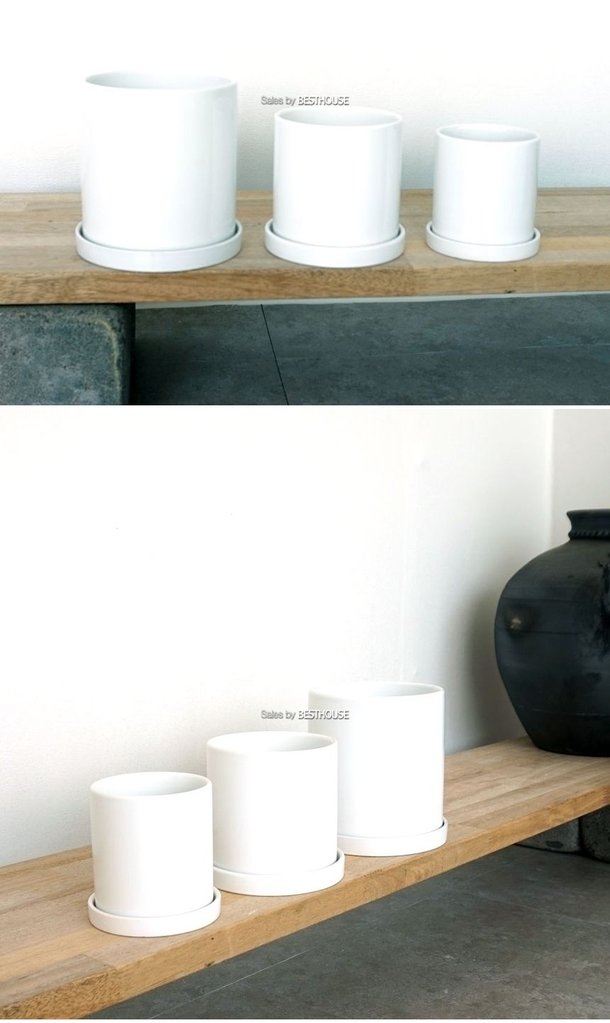 기획화분 유광 원통 D15 15x16cm 화이트/화분/정원용품/홈가드닝용품/가드닝용품/가정용화분/식물화분/꽃화