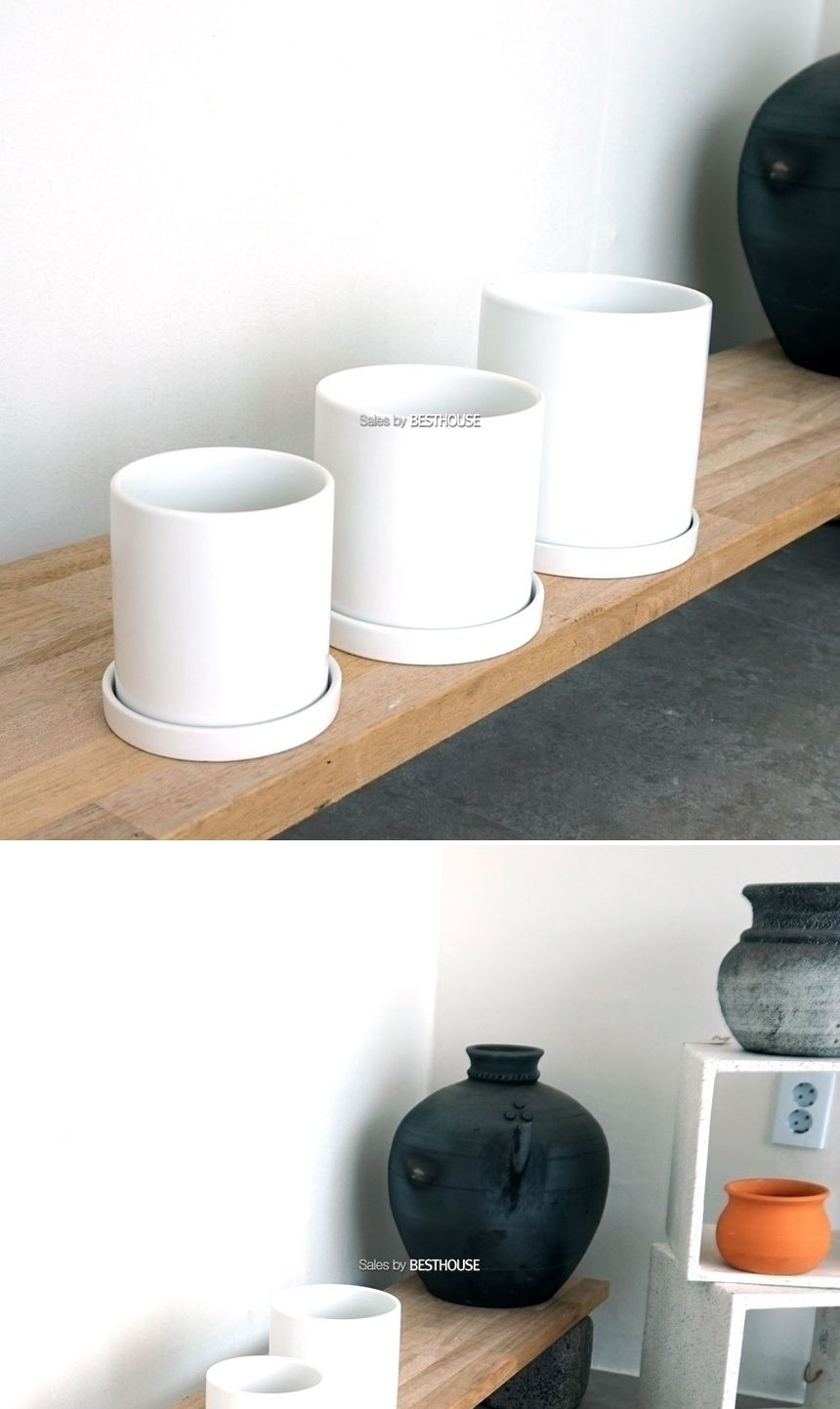 기획화분 유광 원통 D15 15x16cm 화이트/화분/정원용품/홈가드닝용품/가드닝용품/가정용화분/식물화분/꽃화