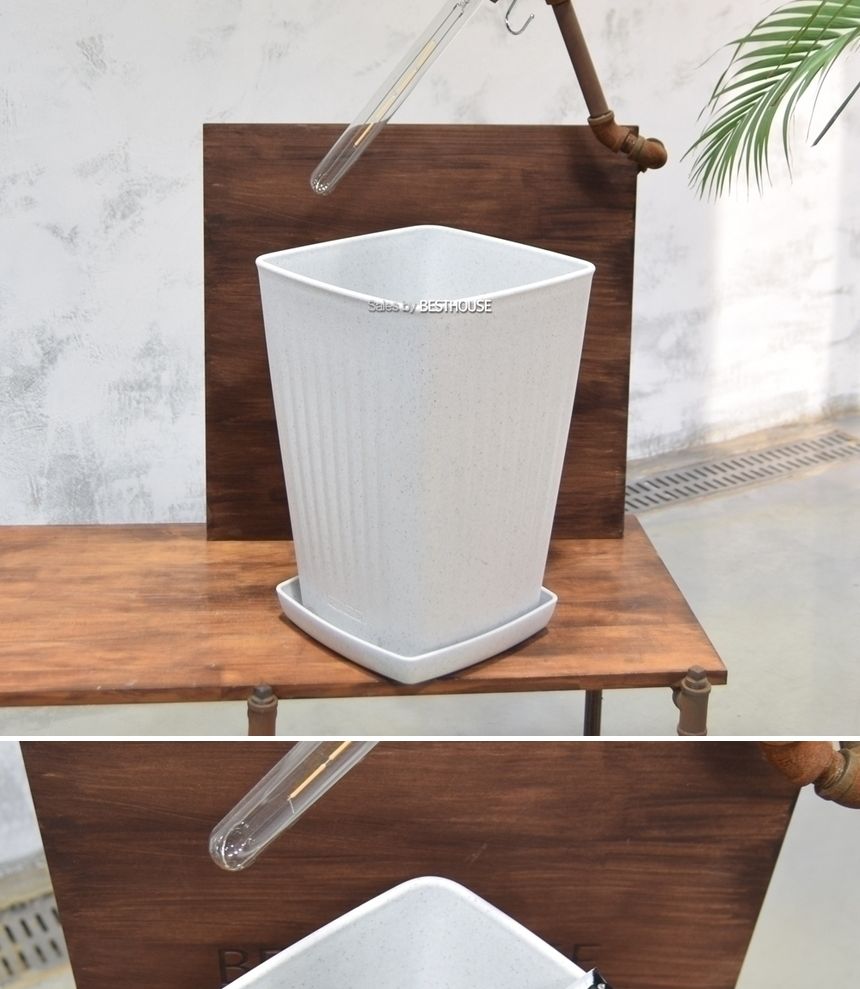 플라스틱화분 HM 가로줄사각(2호) 27x27x40cm/화분/정원용품/홈가드닝용품/가드닝용품/가정용화분/식물화분