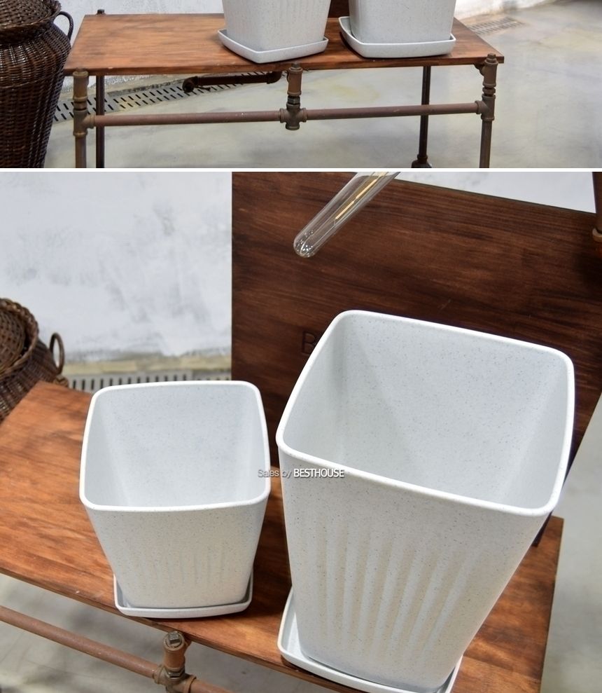 플라스틱화분 HM 가로줄사각(2호) 27x27x40cm/화분/정원용품/홈가드닝용품/가드닝용품/가정용화분/식물화분