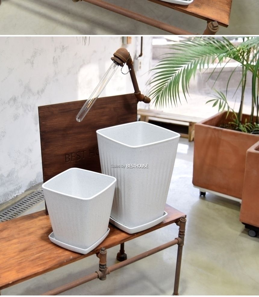 플라스틱화분 HM 가로줄사각(2호) 27x27x40cm/화분/정원용품/홈가드닝용품/가드닝용품/가정용화분/식물화분