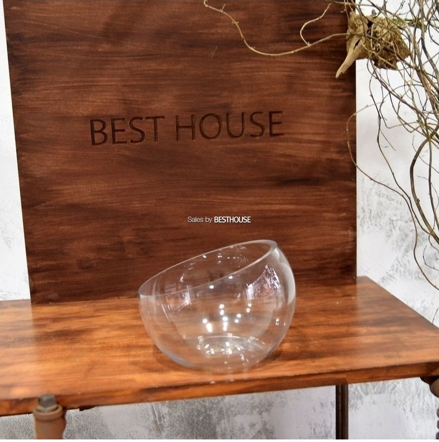 유리화분 화병 수반 N1613 (사선반원) 16x13cm/수반/화병/인테리어수반/인테리어화병/디자인수반/디자인화