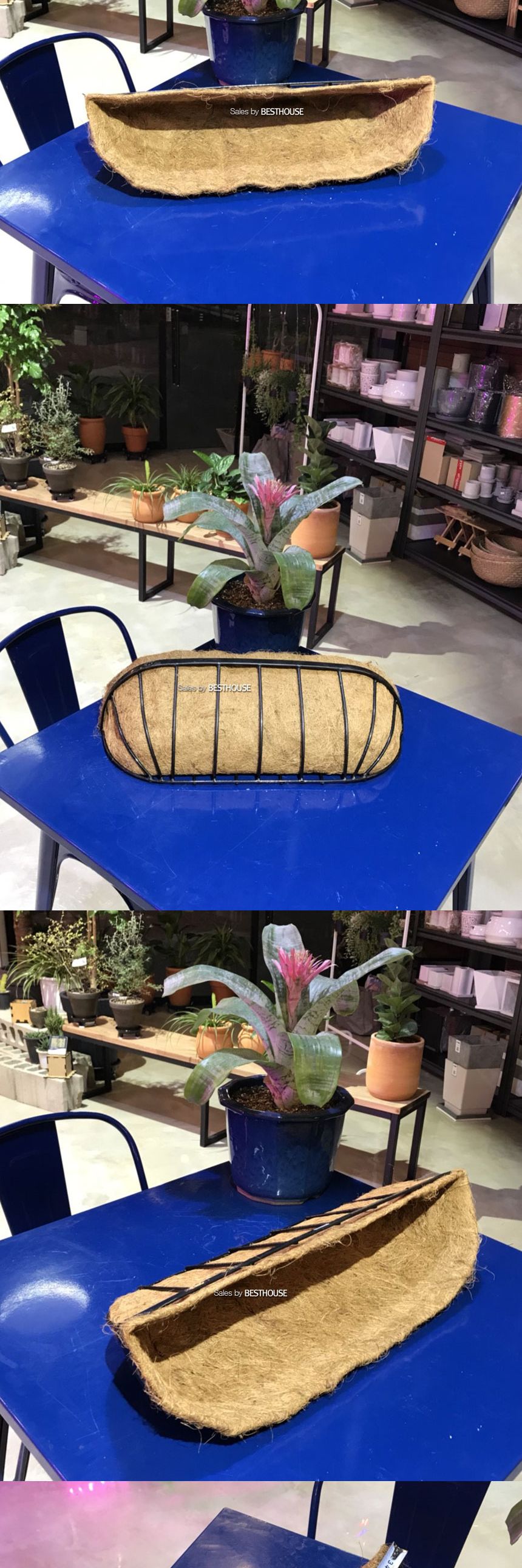 벽걸이형 코코넛 야자 행잉 바구니(중)62x20cm/바구니/원예용바구니/인테리어바구니/꽃바구니/화분바구니/