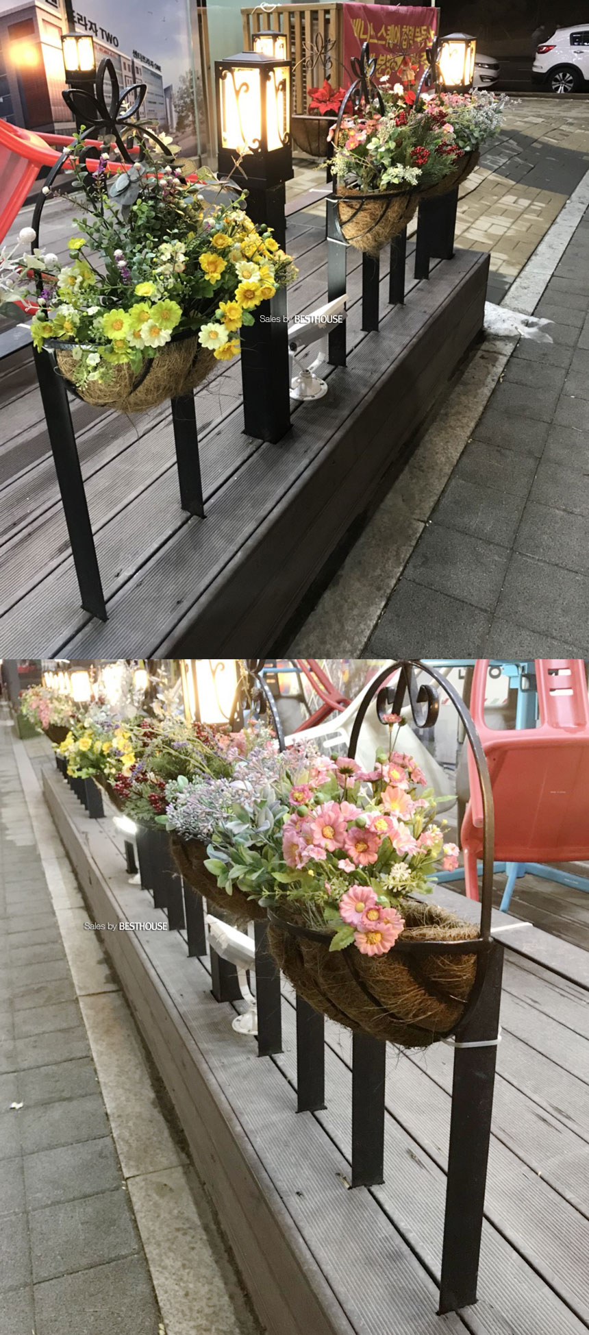 벽걸이형 코코넛 야자 행잉 바구니(중)62x20cm/바구니/원예용바구니/인테리어바구니/꽃바구니/화분바구니/