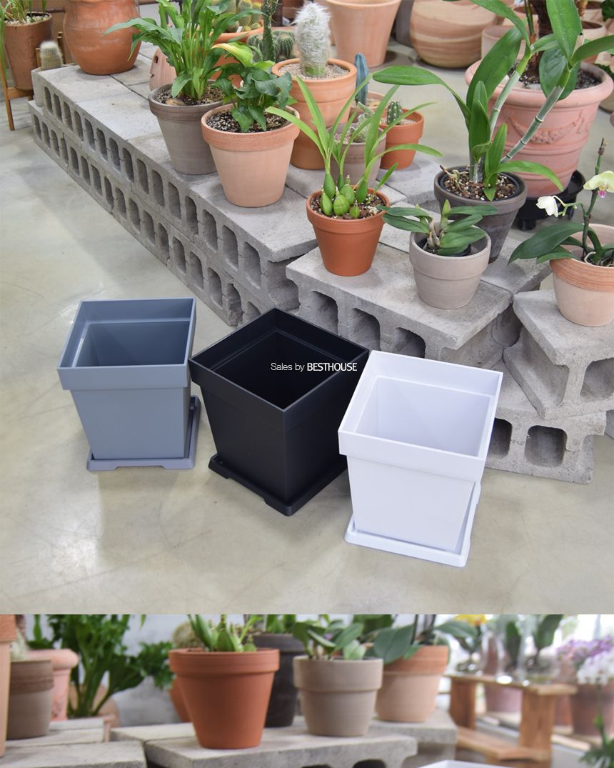 플라스틱화분 WR 정사각(1호) 23x23x25cm/화분/정원용품/홈가드닝용품/가드닝용품/가정용화분/식물화분/꽃