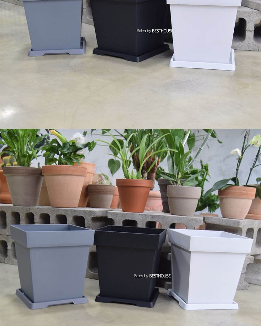 플라스틱화분 WR 정사각(1호) 23x23x25cm/화분/정원용품/홈가드닝용품/가드닝용품/가정용화분/식물화분/꽃