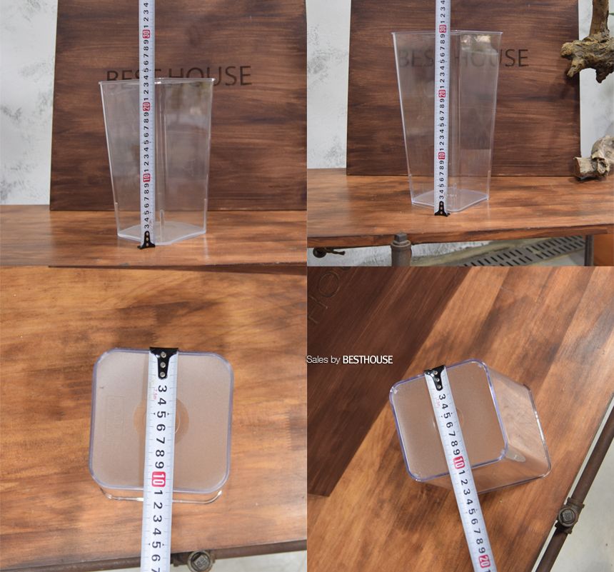 투명 아크릴 꽃통(사각-소) 14x23cm 투명 휴지통 투명 쓰레기통/화병/심플화병/디자인화병/원예용품/꽃병/