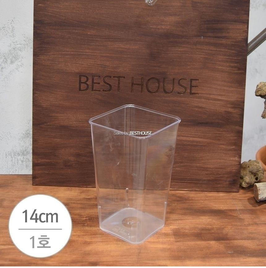 투명 아크릴 꽃통(사각-소) 14x23cm 투명 휴지통 투명 쓰레기통/화병/심플화병/디자인화병/원예용품/꽃병/