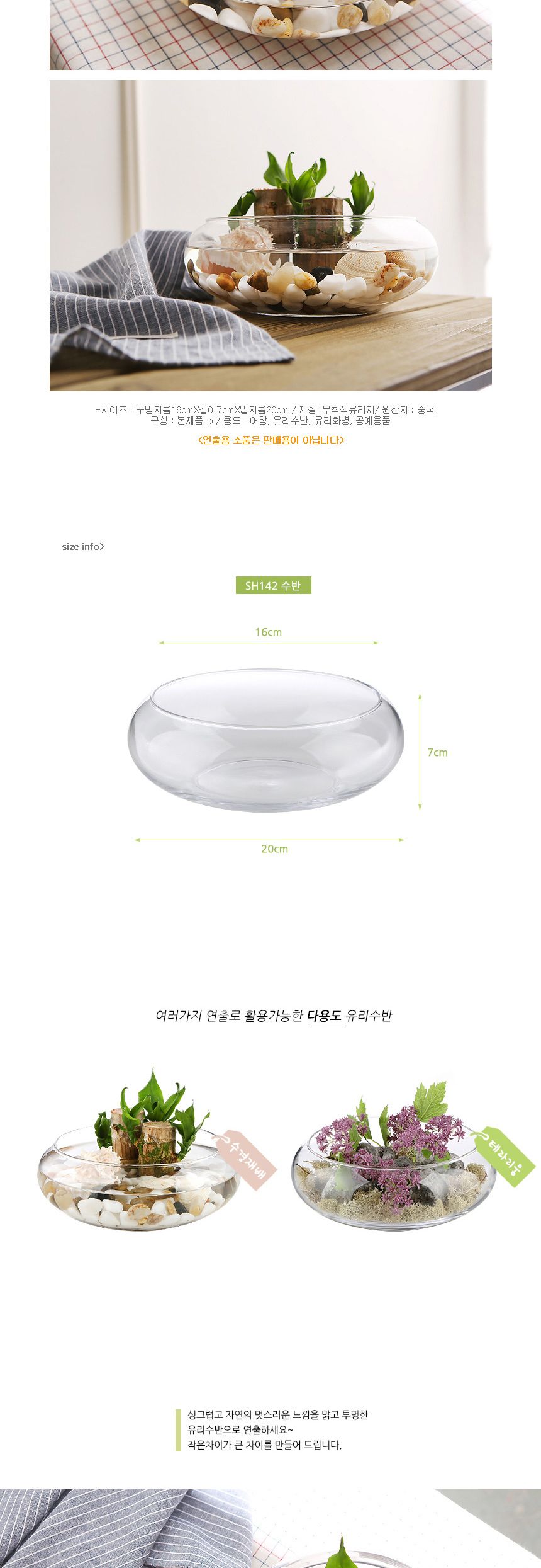 유리화분 화병 수반 SH12x12 (정원형)/수반/화병/인테리어수반/인테리어화병/디자인수반/디자인화병/꽃병/