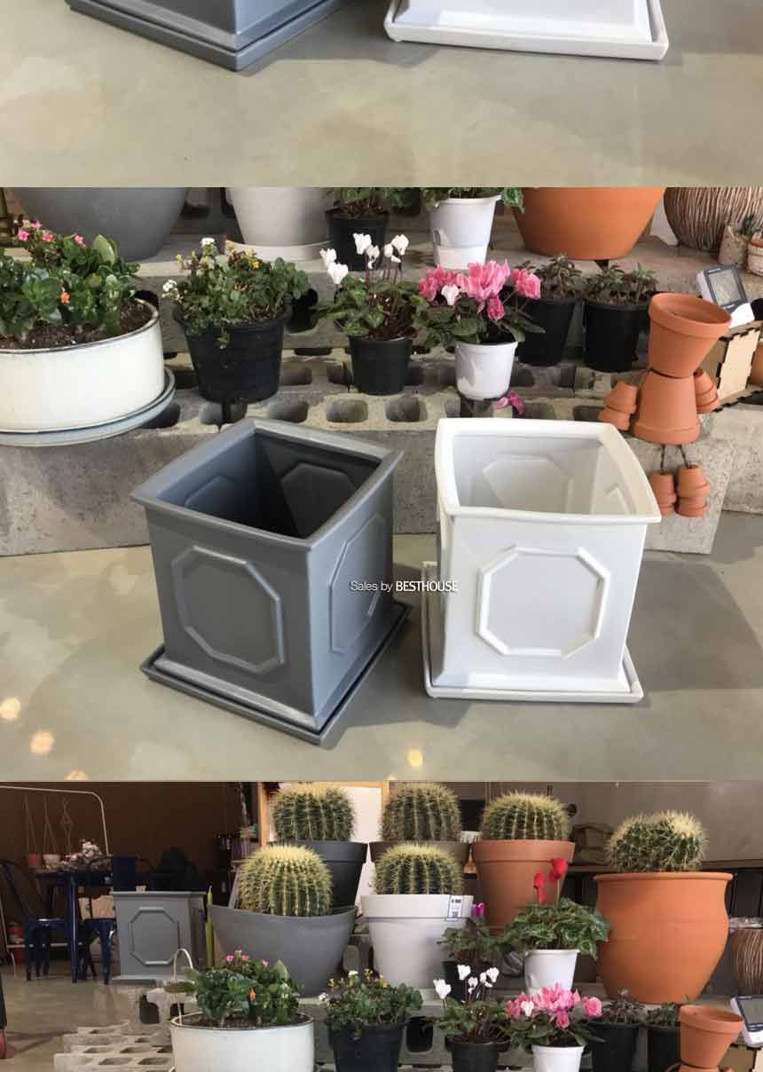 모던 도기 몰딩 화분 R16 16x17cm/화분/네모화분/사각화분/미니화분/토기화분/도기화분/흙화분/예쁜화분/수