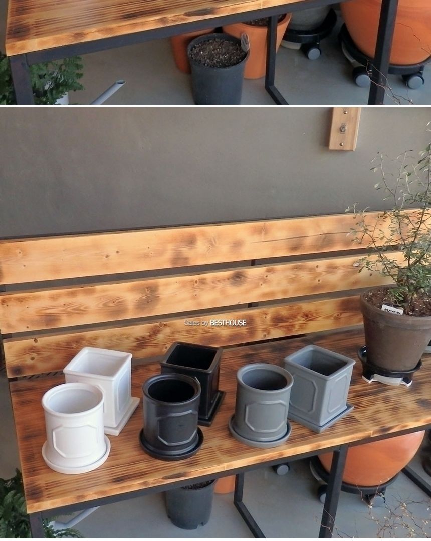 모던 도기 몰딩 화분 R16 16x17cm/화분/네모화분/사각화분/미니화분/토기화분/도기화분/흙화분/예쁜화분/수