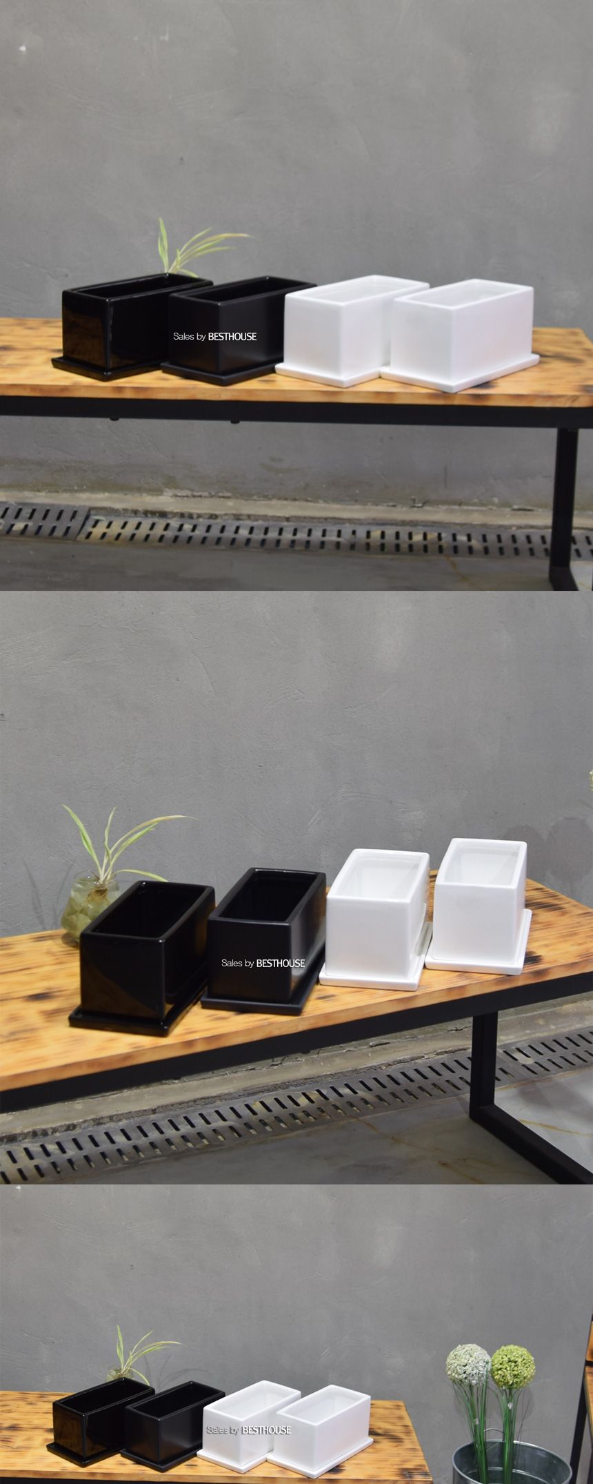 모던 도기화분 옆이 넓은 직사각 20x10x10cm/화분/도기화분/심플화분/예쁜화분/감성화분/화분선물/심플한화