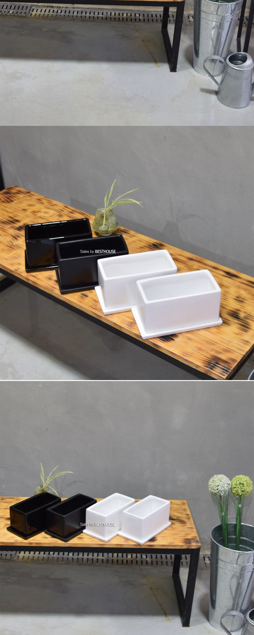 모던 도기화분 옆이 넓은 직사각 20x10x10cm/화분/도기화분/심플화분/예쁜화분/감성화분/화분선물/심플한화