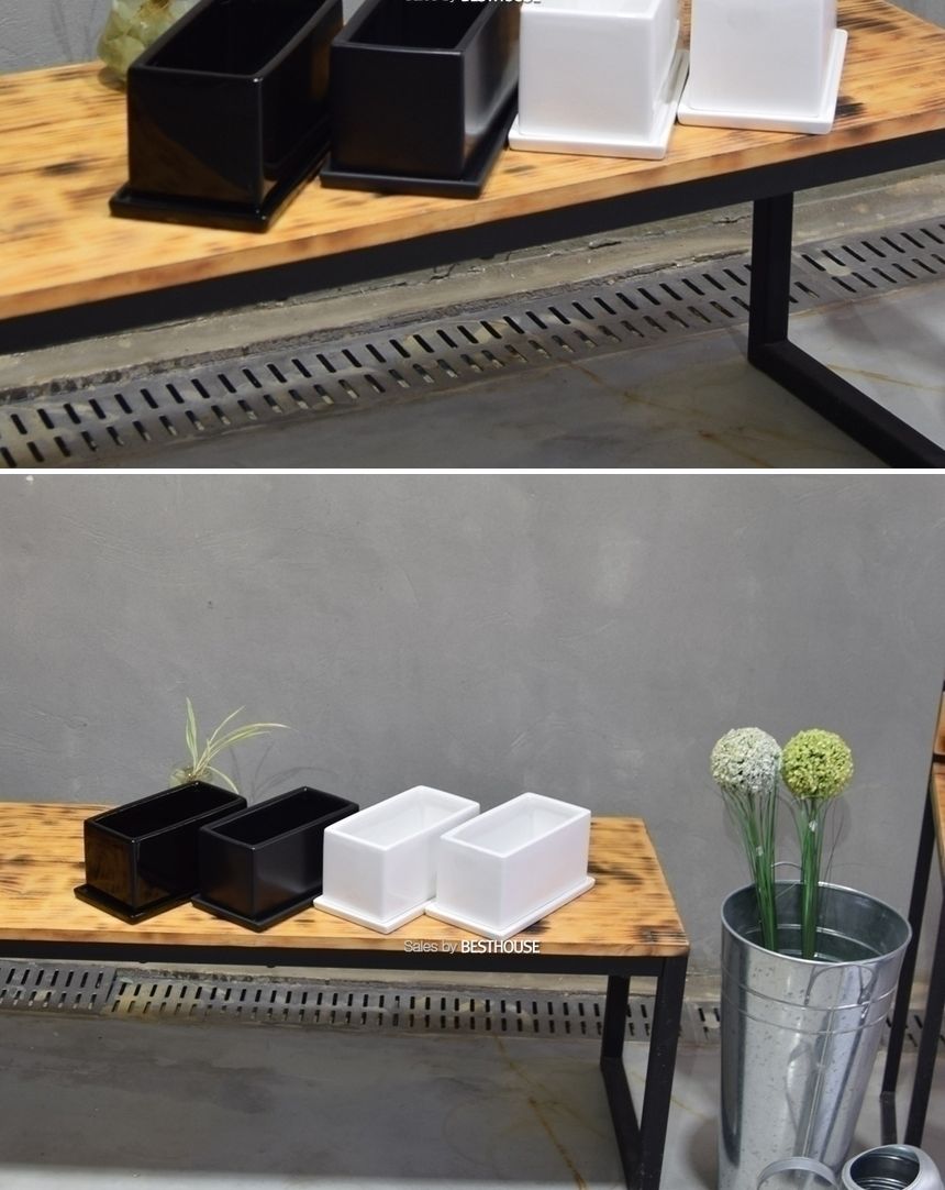모던 도기화분 옆이 넓은 직사각 20x10x10cm/화분/도기화분/심플화분/예쁜화분/감성화분/화분선물/심플한화