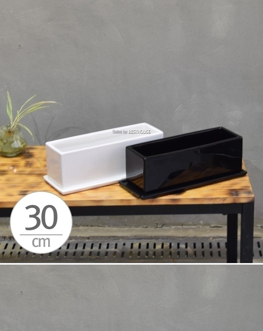 모던 도기화분 옆이 넓은 직사각 30x10x10cm/사각화분/분갈이화분/원예화분/분갈이사각화분/원예사각화분/