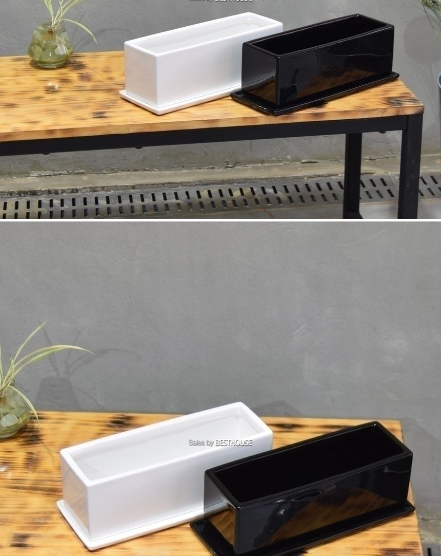 모던 도기화분 옆이 넓은 직사각 30x10x10cm/사각화분/분갈이화분/원예화분/분갈이사각화분/원예사각화분/