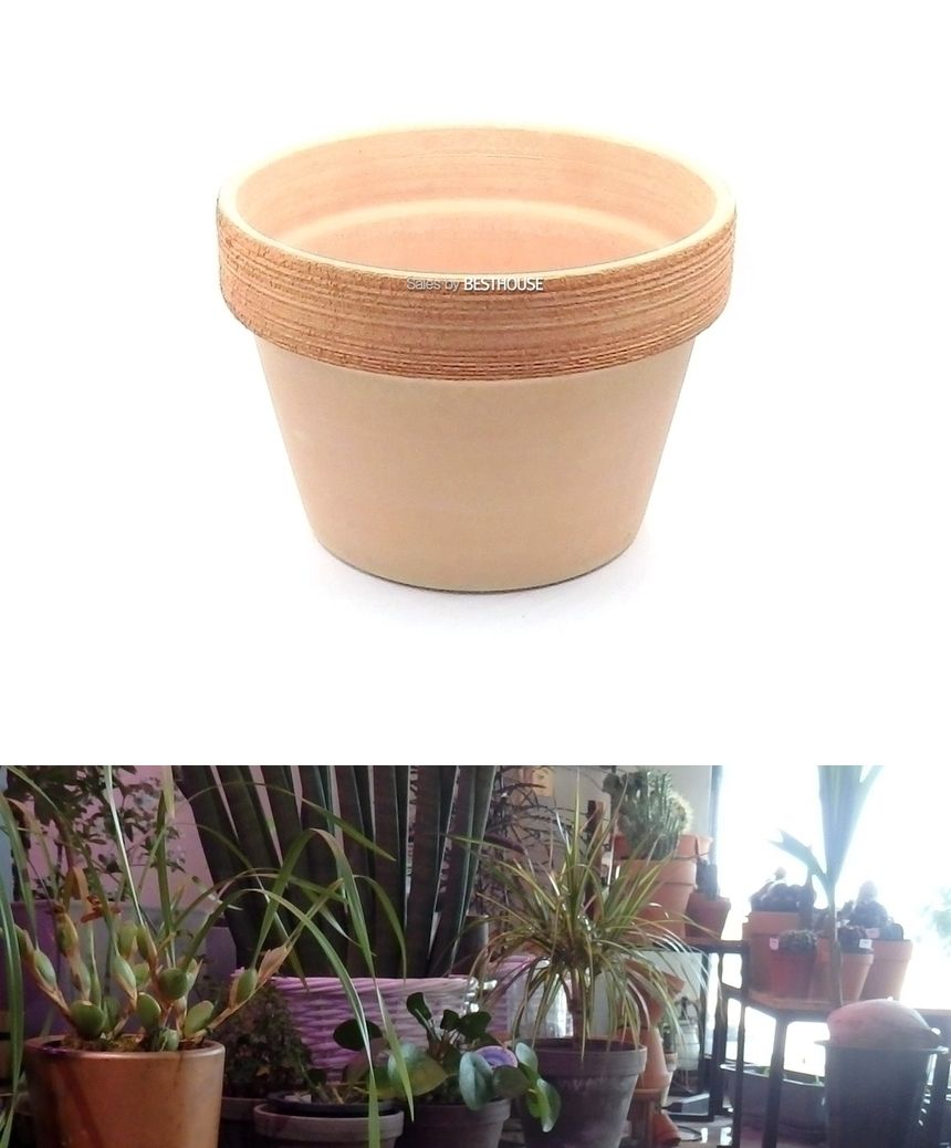 이탈리아 토분.낮은 원형 소보로그래피도E25 25x17cm/화분/흙화분/토분/예쁜화분/디자인화분/인테리어화분/