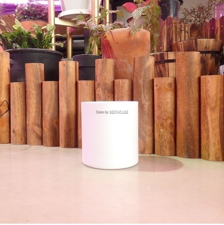 법랑 메탈 원통형 화분 (2호) 13X14cm 화이트/화분/메탈화분/법랑화분/메탈원형화분/법랑원형화분/심플화분