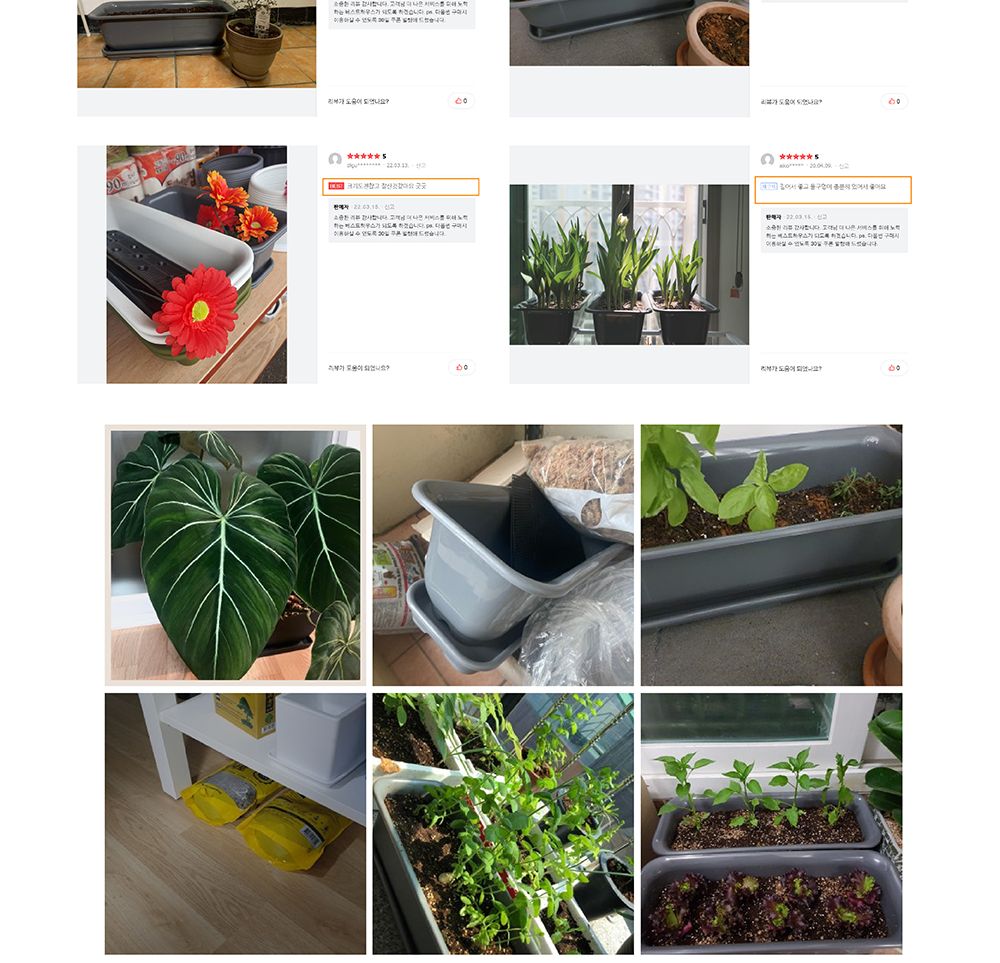 베란다 텃밭용 플라스틱 화분-화초박스 뷰티 60cm 받침셋트/화분/네모화분/사각화분/모던사각화분/예쁜사각