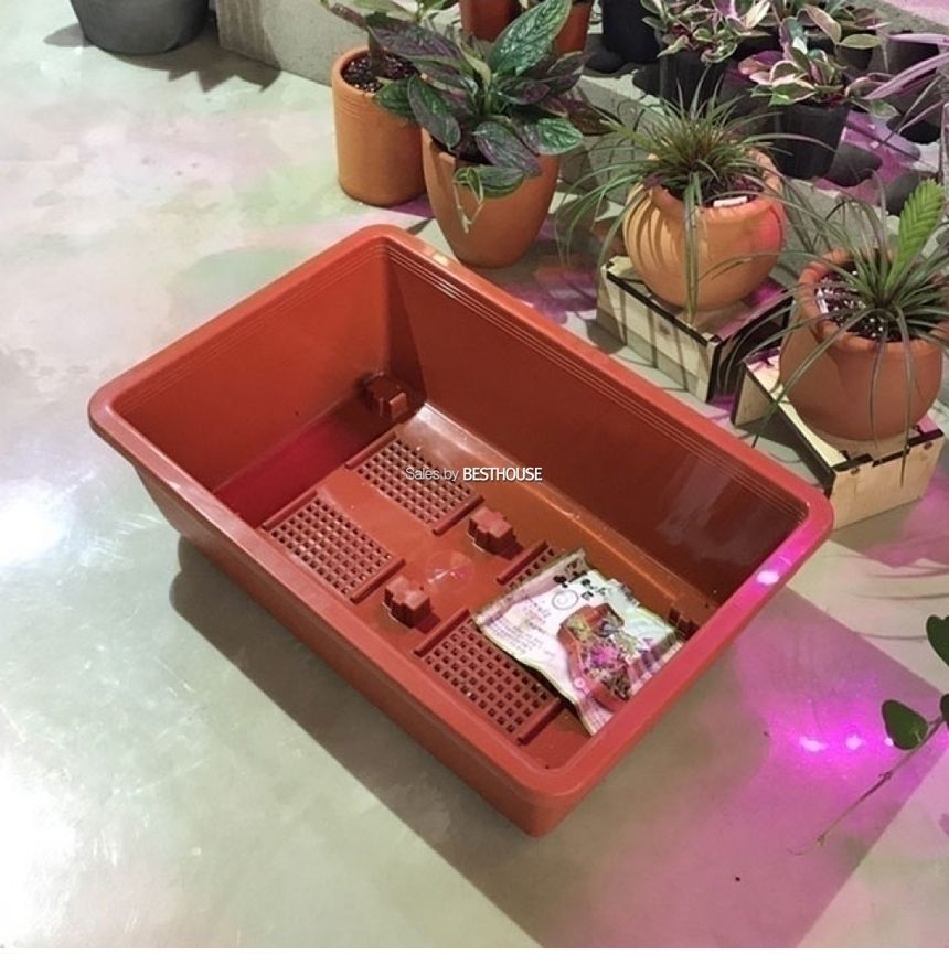 베란다 텃밭용 플라스틱 화분 직사각(바퀴이동형)2호(59x39cm)/화분/네모화분/사각화분/모던사각화분/예쁜