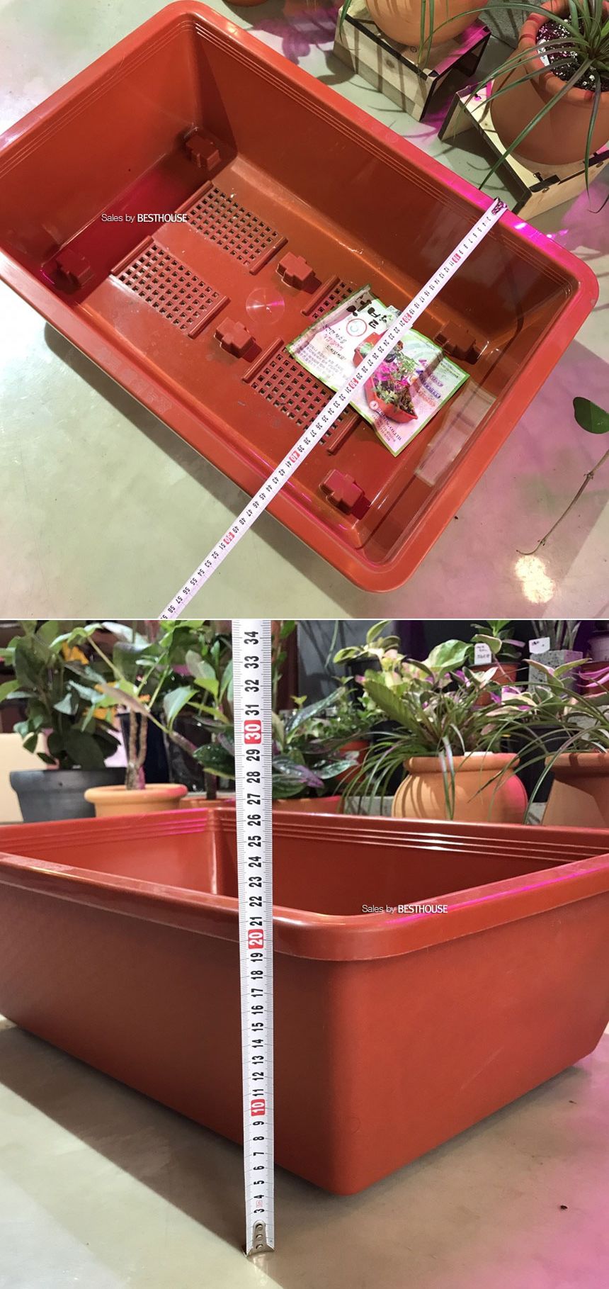 베란다 텃밭용 플라스틱 화분 직사각(바퀴이동형)1호(50x32cm)/화분/네모화분/사각화분/모던사각화분/예쁜