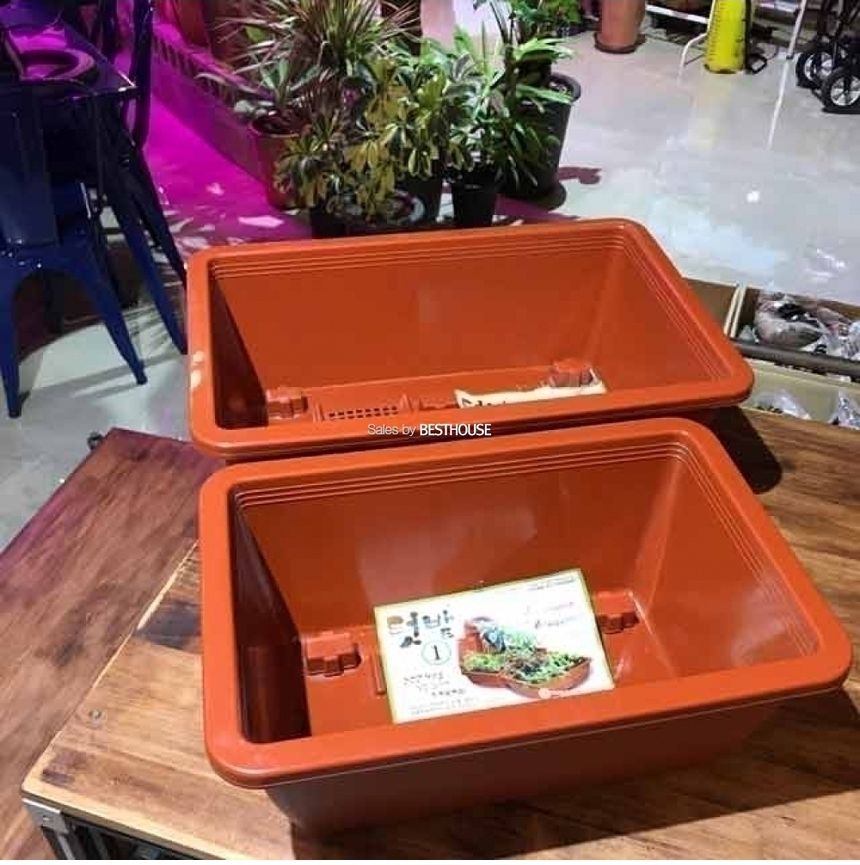베란다 텃밭용 플라스틱 화분 직사각(바퀴이동형)1호(50x32cm)/화분/네모화분/사각화분/모던사각화분/예쁜