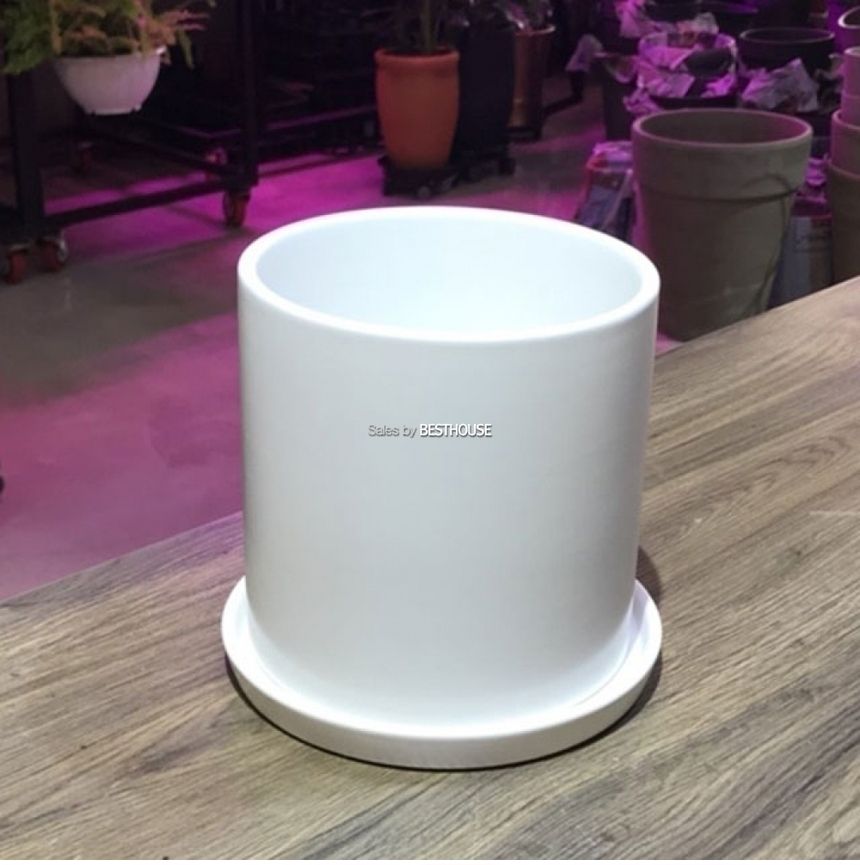모던 무광 도기화분 화이트 원통형 18x18cm/화분/정원용품/홈가드닝용품/가드닝용품/가정용화분/식물화분/