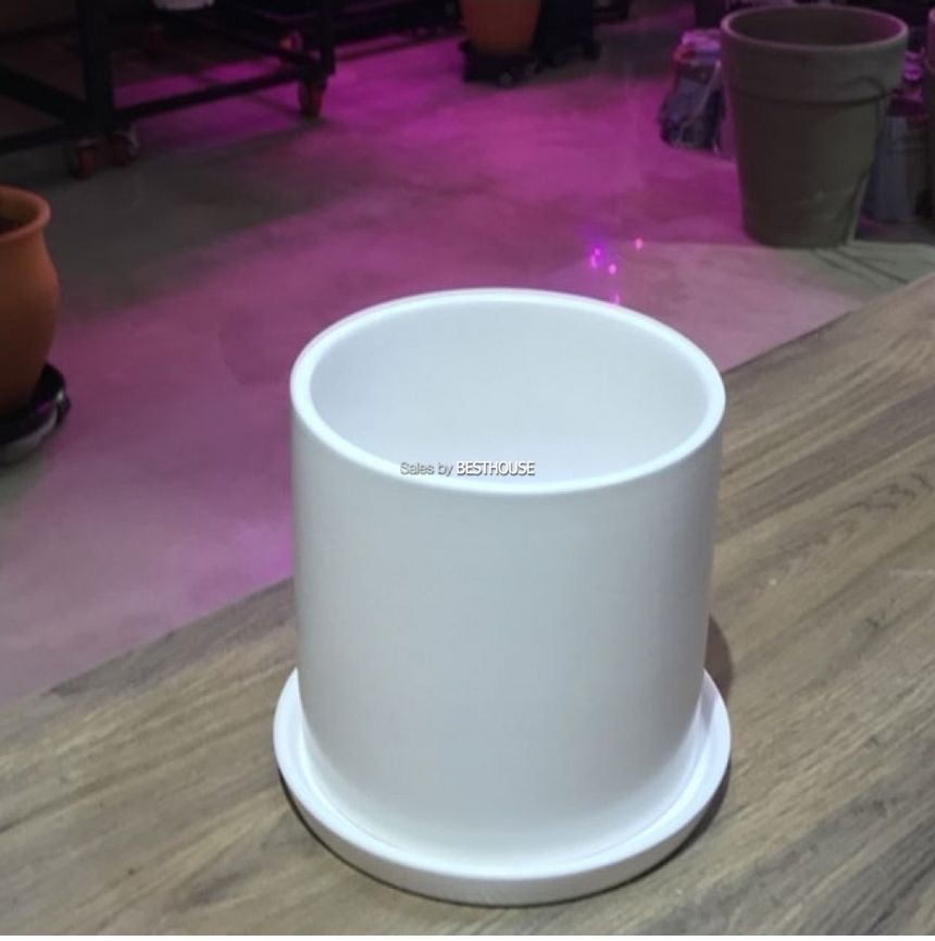 모던 무광 도기화분 화이트 원통형 18x18cm/화분/정원용품/홈가드닝용품/가드닝용품/가정용화분/식물화분/