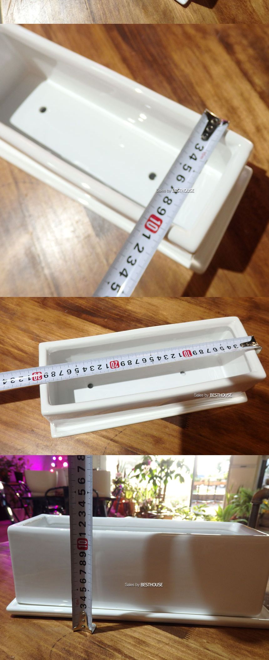 모던 유광 도기화분 화이트 옆이 넓은 직사각 30x10x10cm/화분/심플화분/예쁜화분/감성화분/화분선물/모던