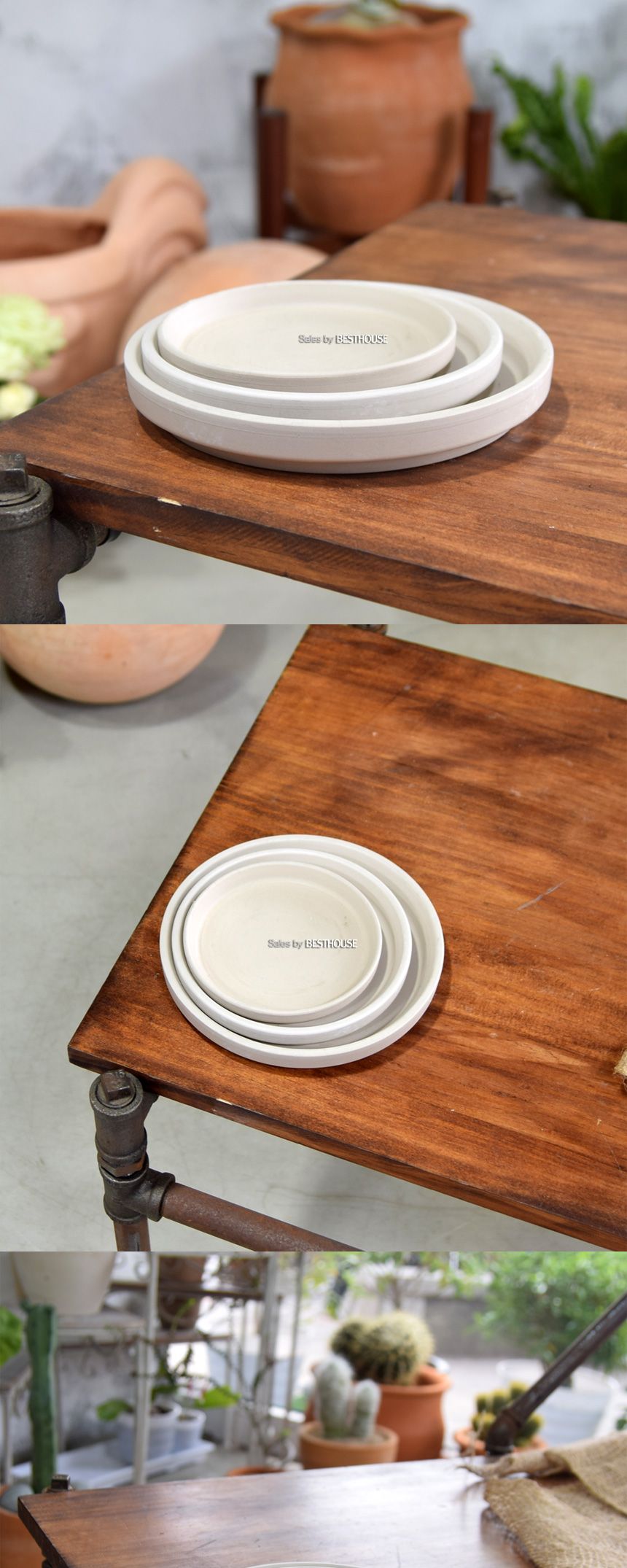 빈티지 크림화이트 토분화분받침 R24 (내경205 외경240mm)/화분받침/화분받침대/토분받침/토분받침대/흙화