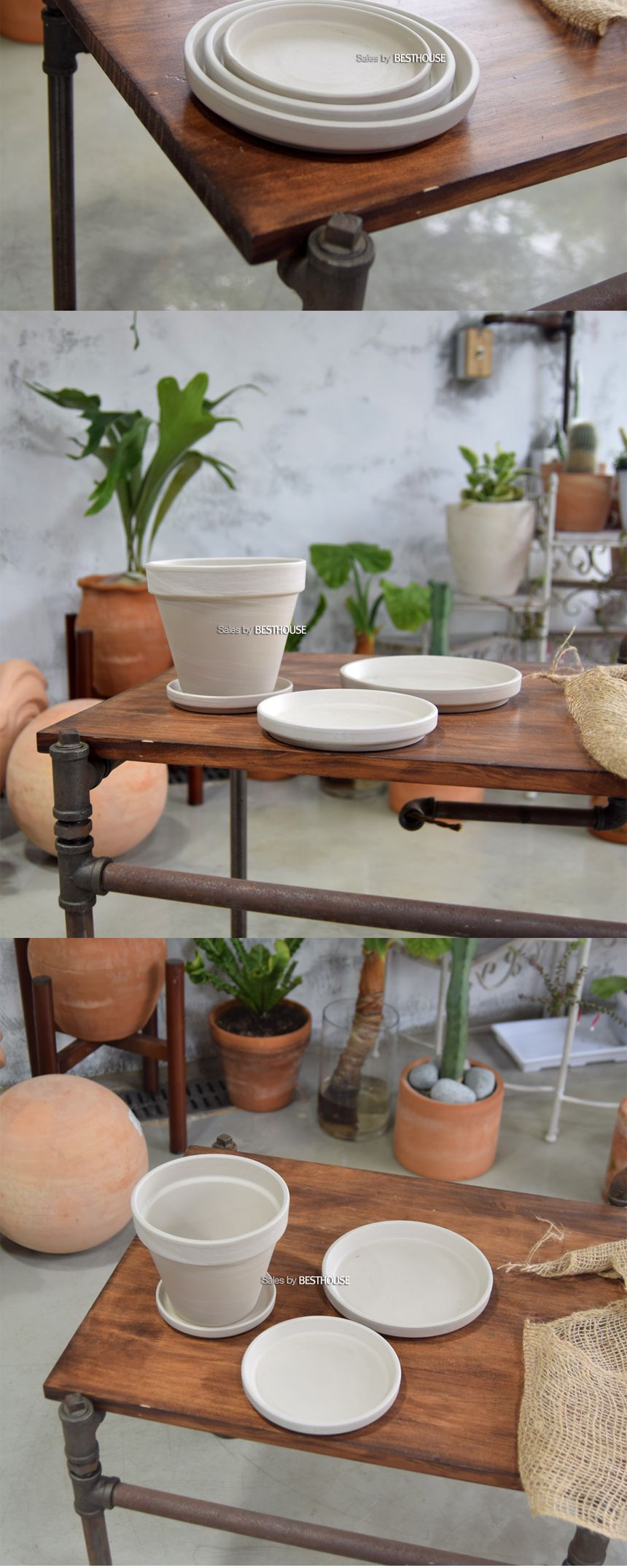 빈티지 크림화이트 토분화분받침 R24 (내경205 외경240mm)/화분받침/화분받침대/토분받침/토분받침대/흙화