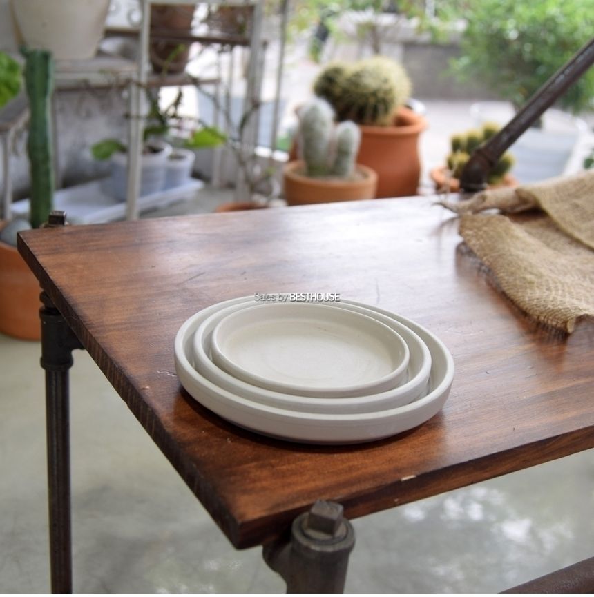 빈티지 크림화이트 토분화분받침 R24 (내경205 외경240mm)/화분받침/화분받침대/토분받침/토분받침대/흙화