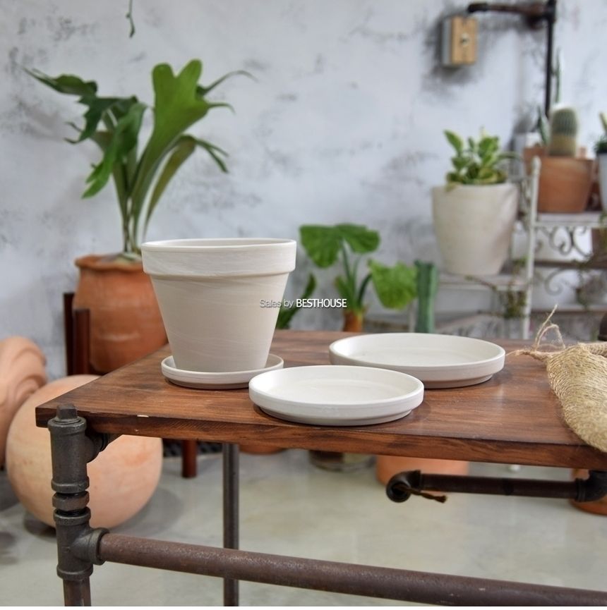 빈티지 크림화이트 토분화분받침 R24 (내경205 외경240mm)/화분받침/화분받침대/토분받침/토분받침대/흙화