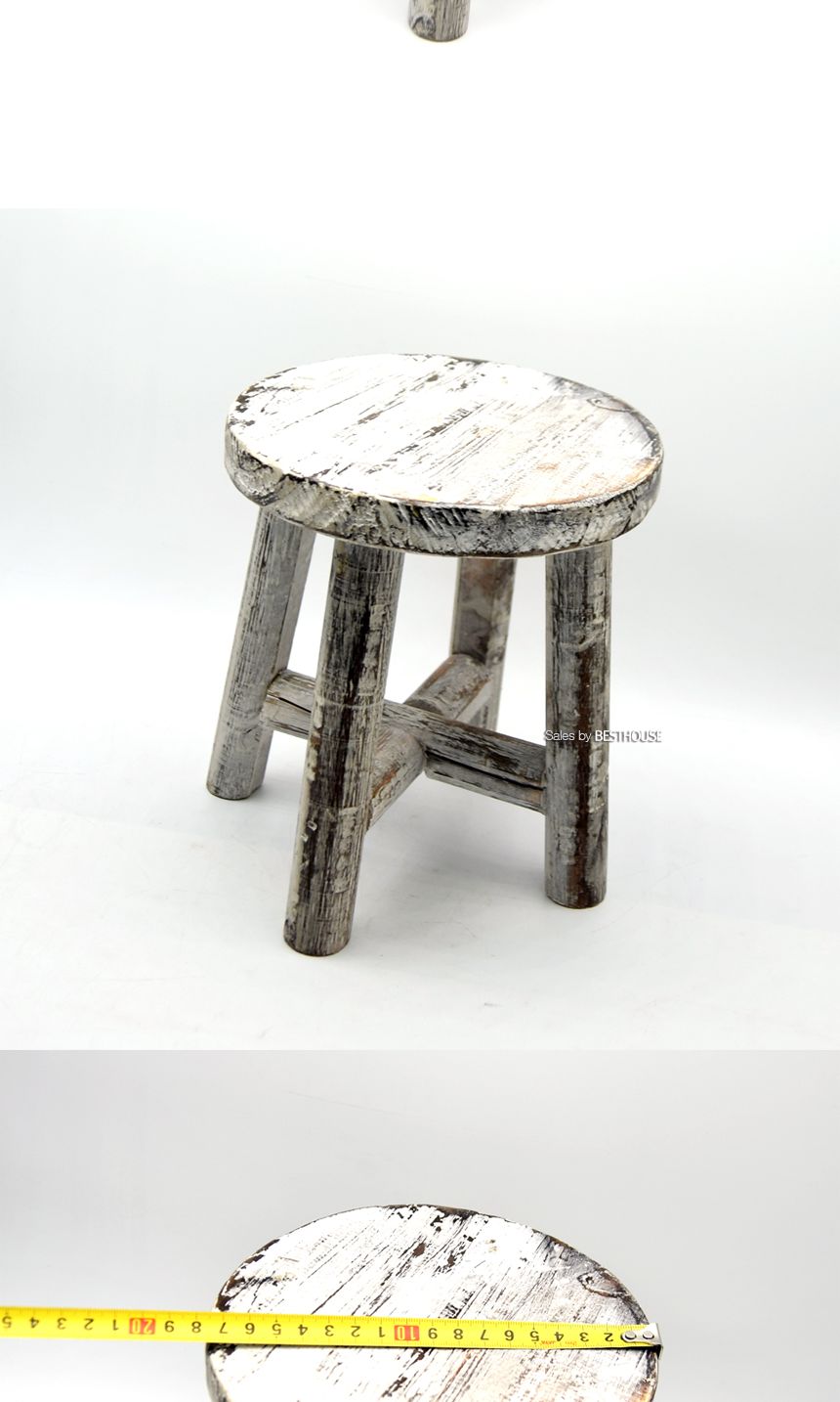 빈티지 화이트 원목 우드 원형 미니 화분받침대 18x20cm/화분받침/화분받침대/화분대/장식받침대/장식받침/